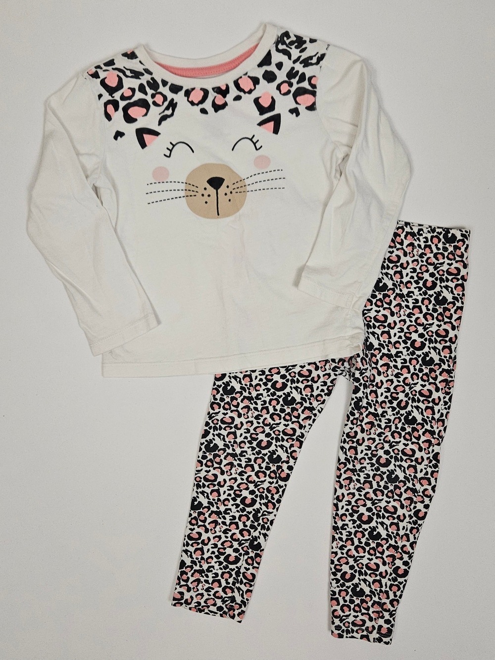 5/$25 George Girls 2 Piece Cat Leopard Print Pajama Set Size 4T